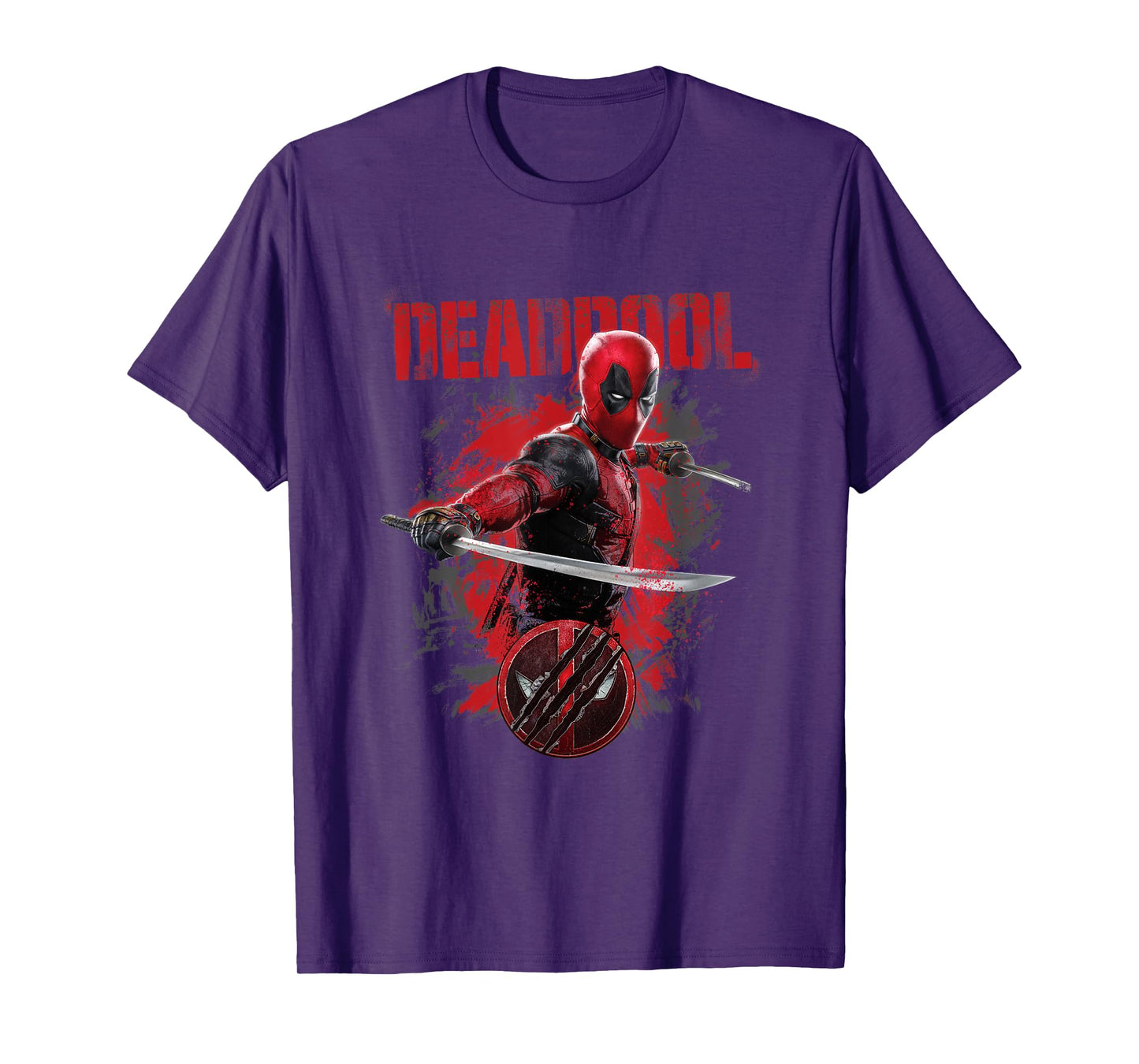 Marvel Deadpool & Wolverine Distressed Red Stamp Hero Logo T-Shirt