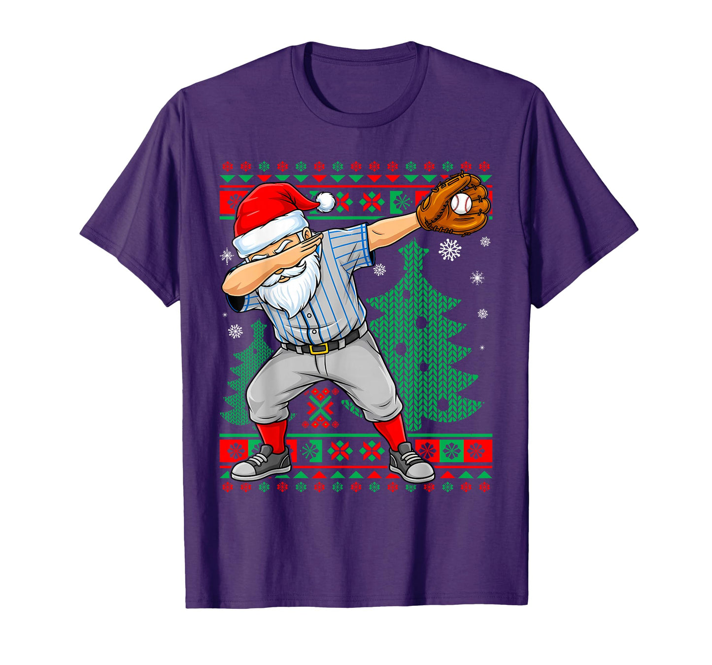 Christmas Santa Claus Baseball Player Dabbing Pose T-Shirt