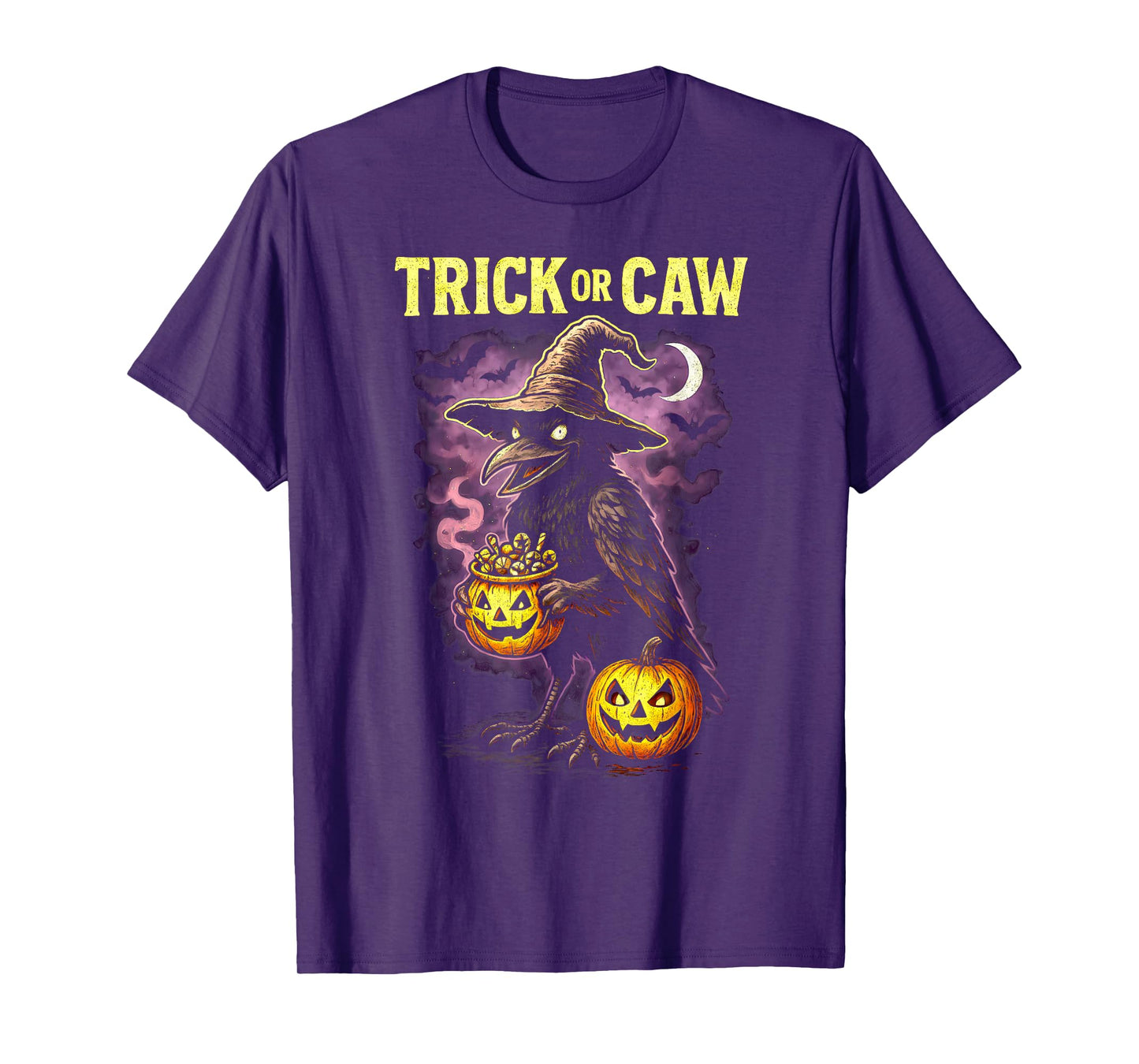 Funny Trick Or Caw Crow Halloween Raven Costume Spooky Bird T-Shirt