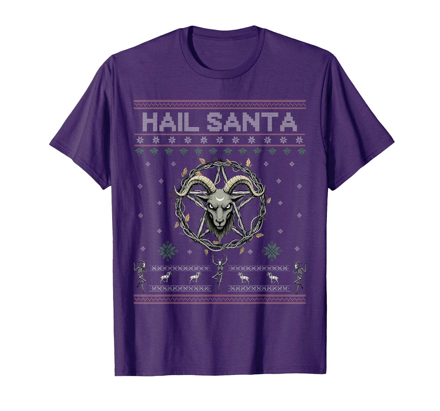Hail Santa Pagan Happy Solstice Gothic Christmas Ugly T-Shirt