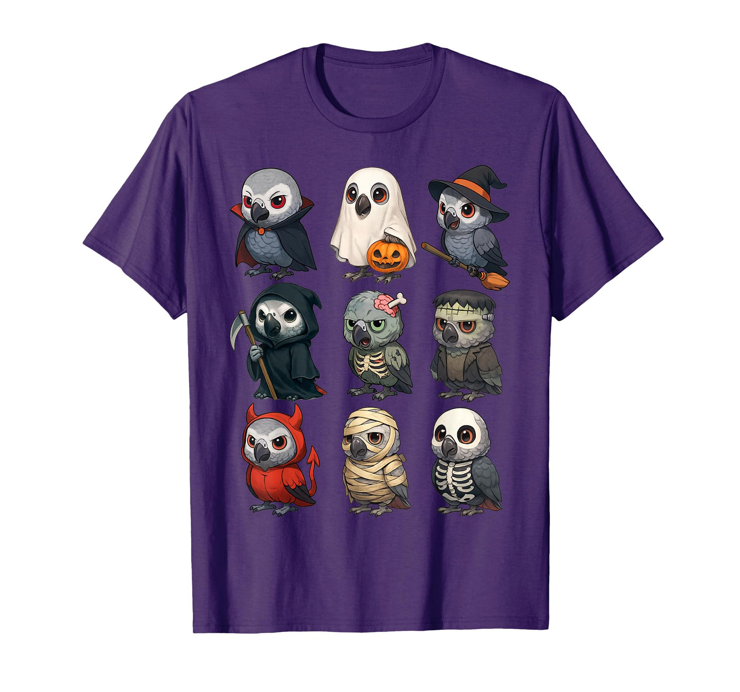 African Grey Parrot Bird Witch Zombie Halloween Costume T-Shirt