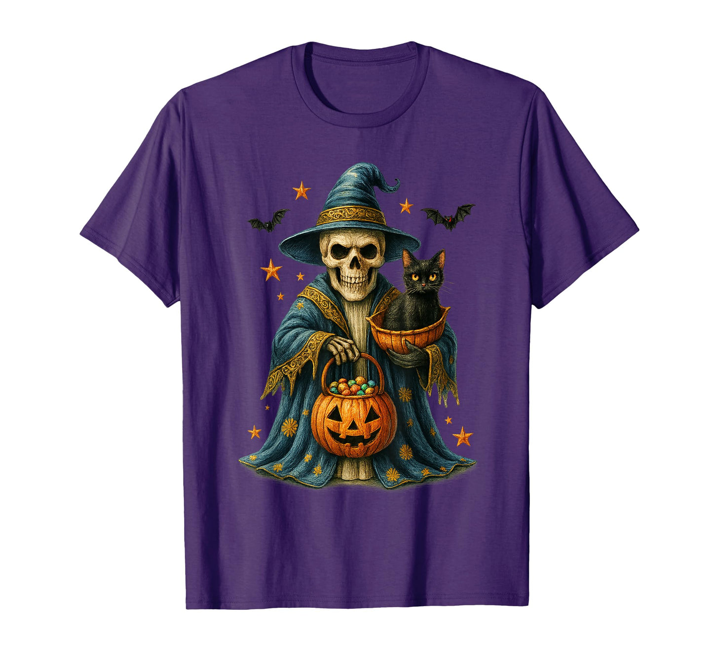 Ghost Holding Black Cat Lover Halloween 2025 Groovy Floral T-Shirt