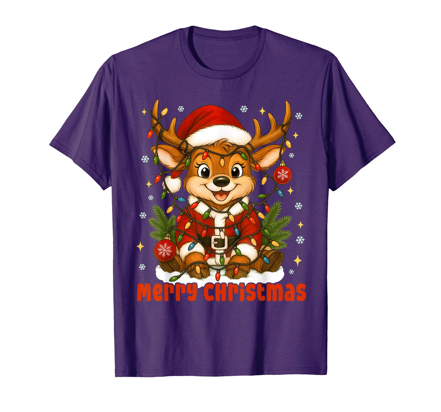 I'm Fine Everything is Fine Funny Christmas Reindeer Women T-Shirt