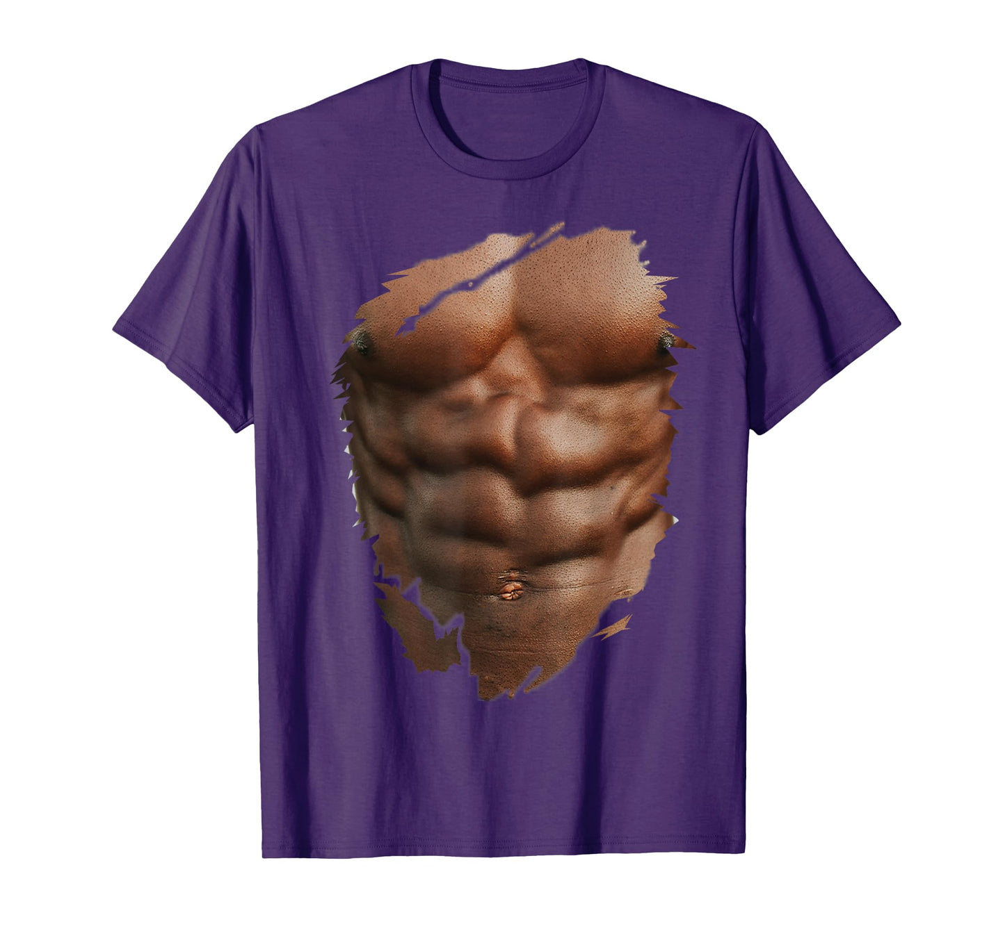Funny Fake Ripped Muscles Six Pack Abs Black Bodybuilder T-Shirt