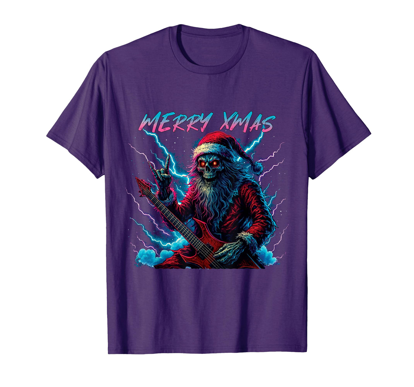 Hail Santa Pagan Happy Solstice Christmas Metal Rock Guitar T-Shirt