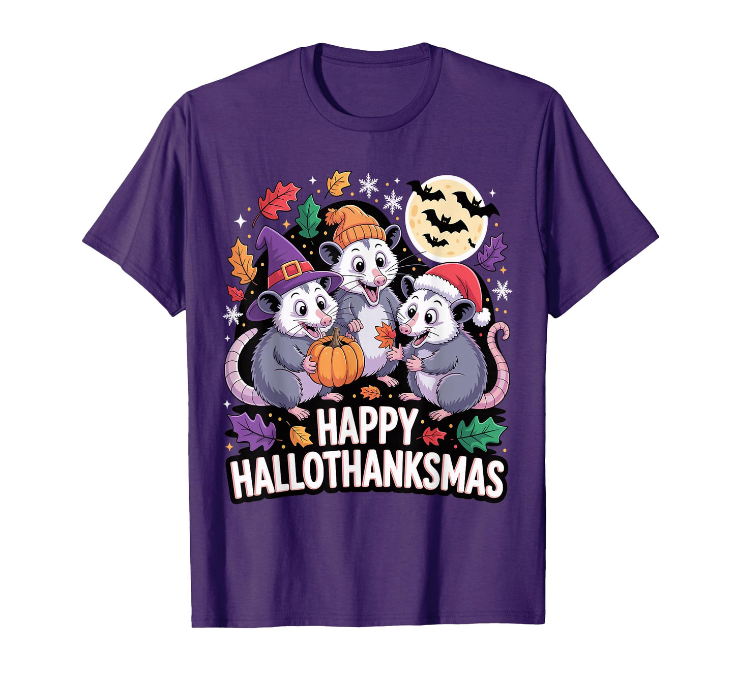 Happy Hallothanksmas Opossum Pumpkin Fun T-Shirt