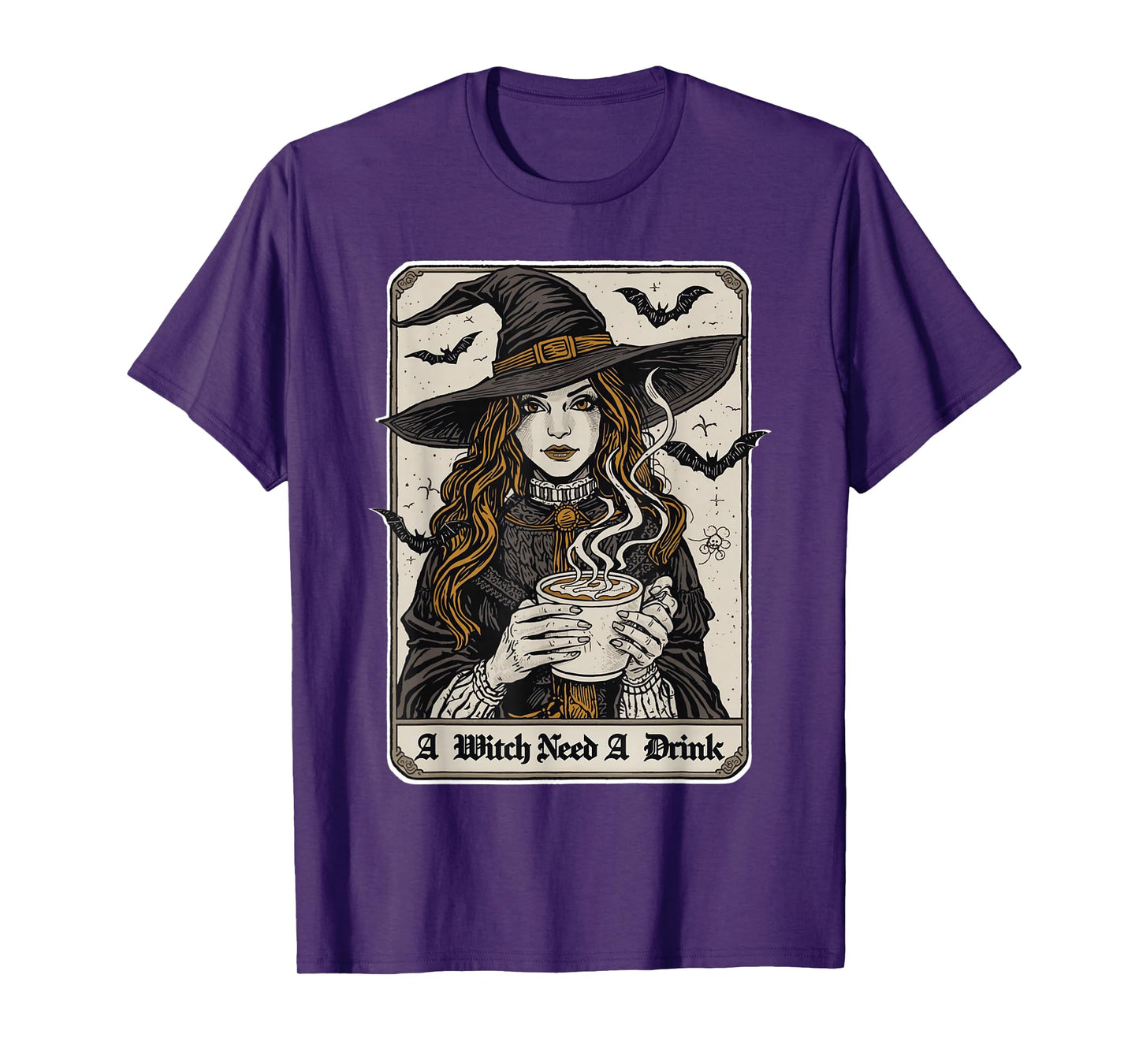 Vintage Halloween Witch Pumpkin Spice Latte Syrup Creamer T-Shirt