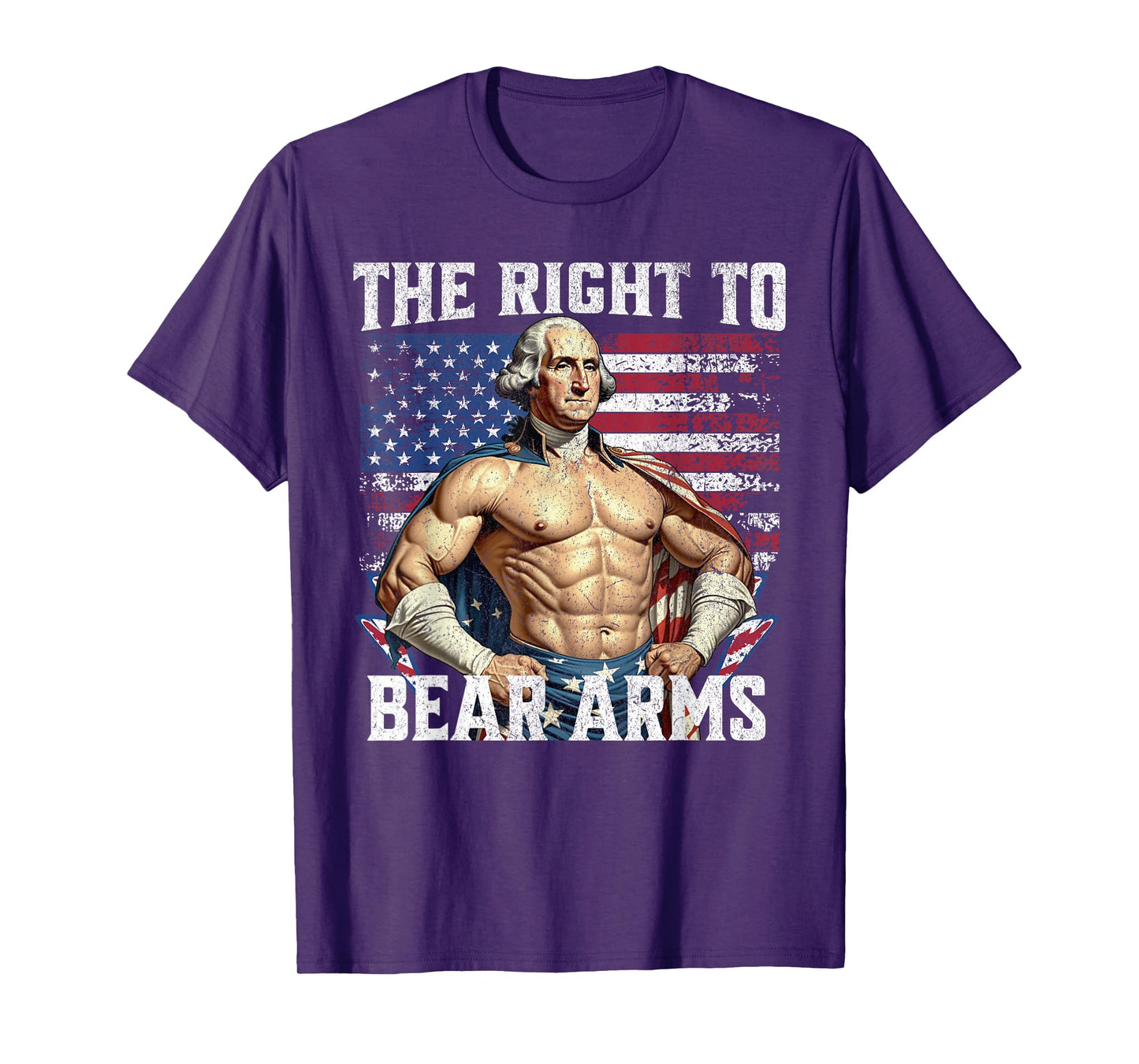 Bodybuilding 4th of July Dad USA Flag 2nd Bear Arms T-Shirt