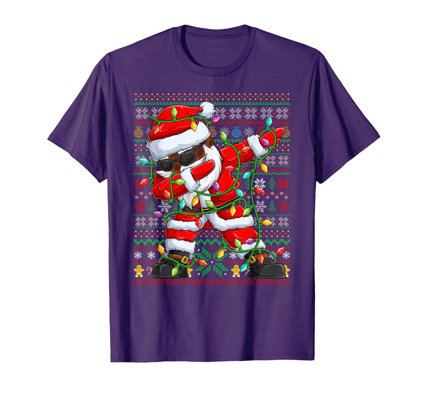 Dabbing Santa Xmas Lights Pajamas Ugly Christmas Sweaters T-Shirt