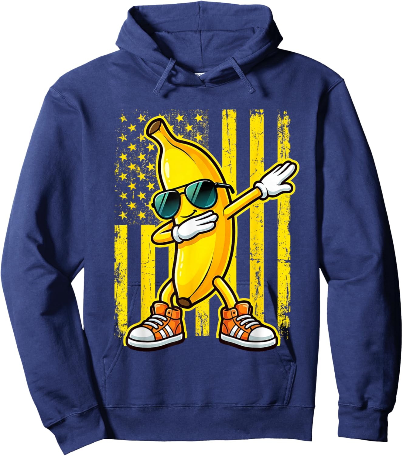 Dabbing Banana USA American Flag Patriotic Banana Lover Kids T-Shirt - Hoodie | Navy