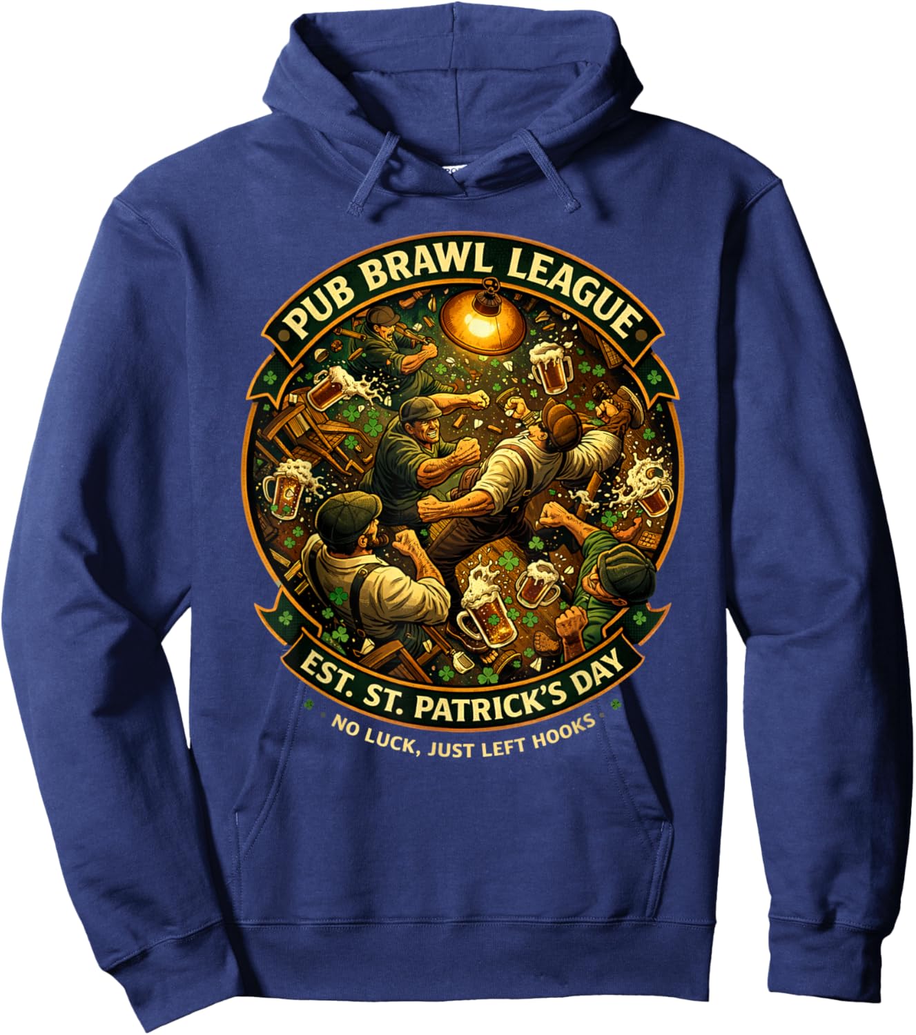 Pub Fight League St Patricks Day Bar Crawl Party T-Shirt - Hoodie | Navy