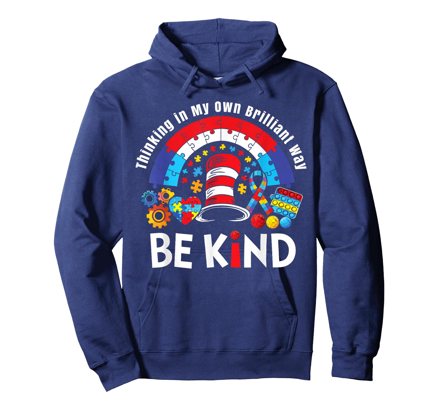 Autism Awareness Teacher Be Kind Why Fit in Doctor Cat Hat T-Shirt - Hoodie | Navy
