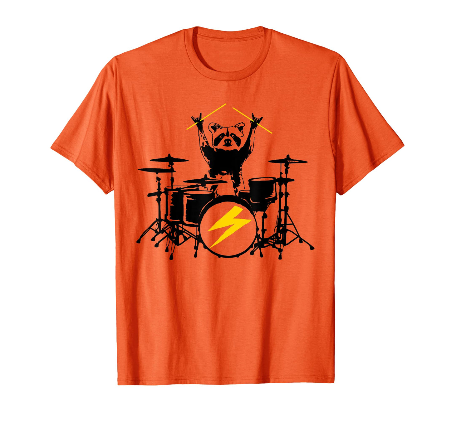 Funny Raccoon Playing Drum Kit Graphic T-Shirt