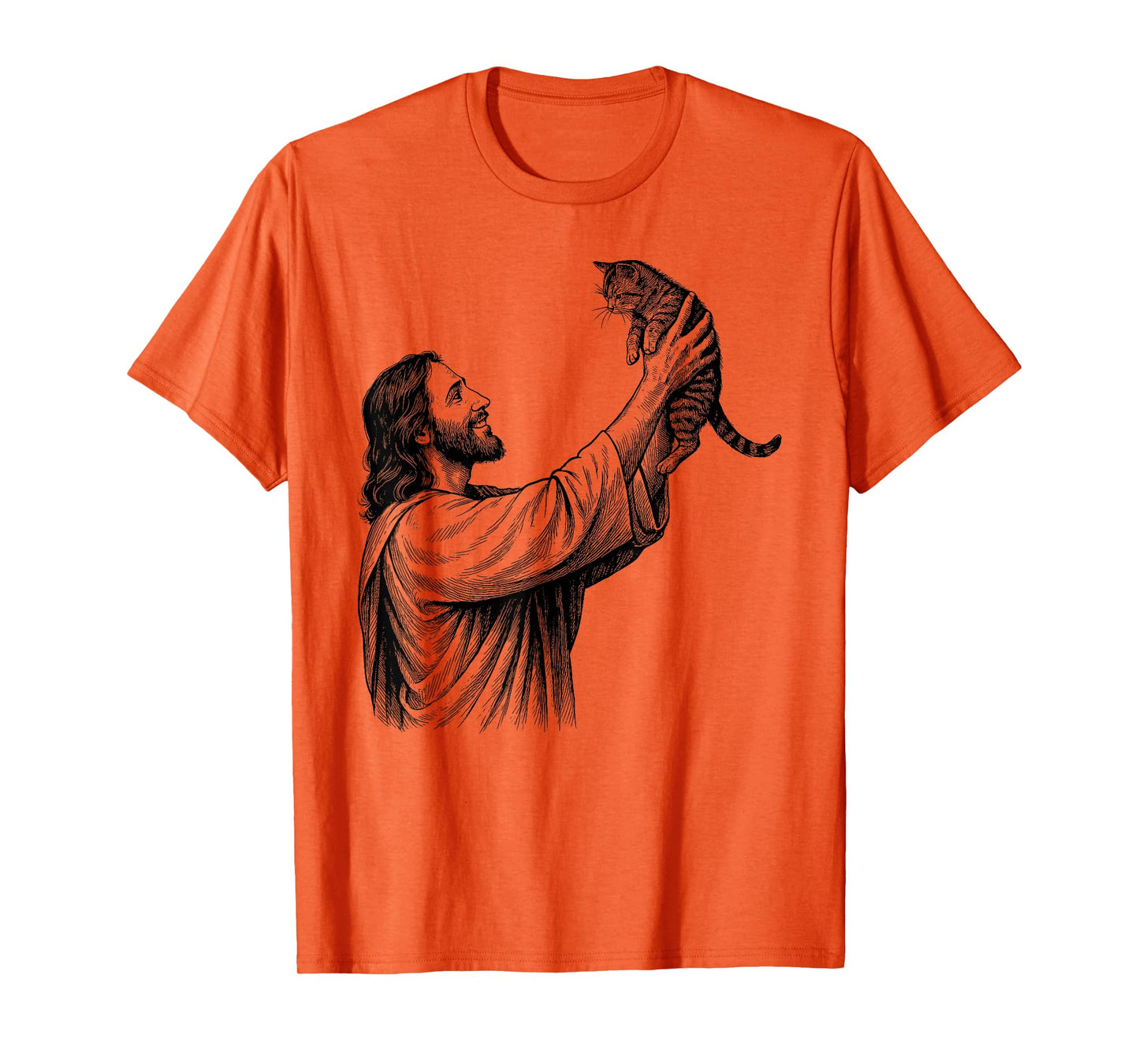 Vintage Jesus Holding Cat Christian T-Shirt