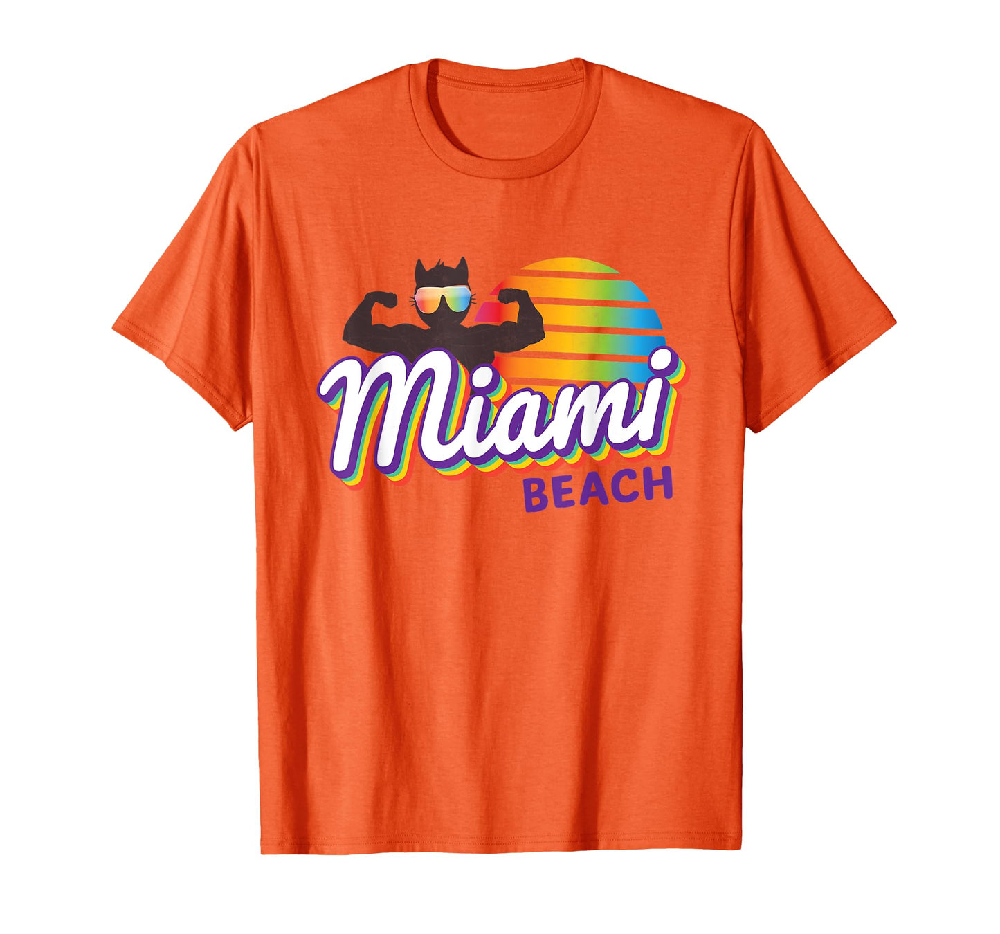 Miami Muscle Cool Retro Cat Weight Lifter MIA (Miami) Cat T-Shirt