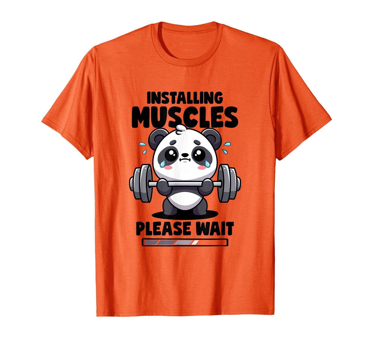 Installing Muscles Please Wait Panda Lifting Gym Quote Panda T-Shirt