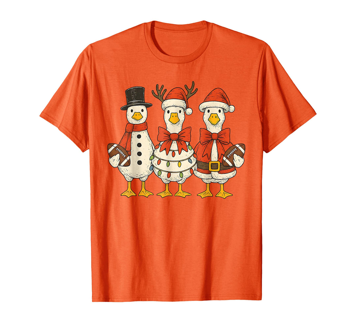 Vintage Christmas Football Goose Merry Christmas Football T-Shirt