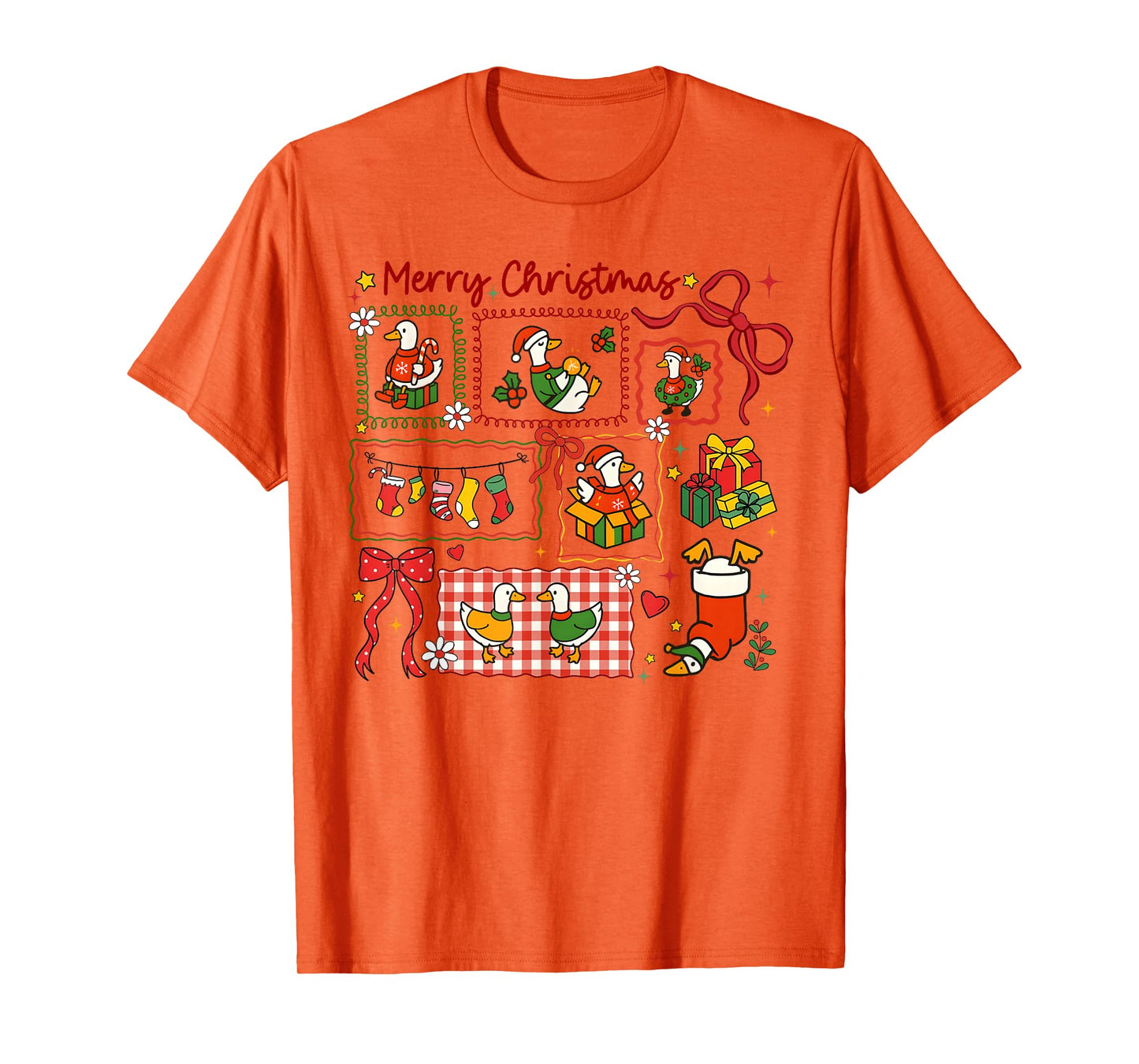 Cute Merry Christmas Goose Holiday Coquette Bow Girl Women T-Shirt
