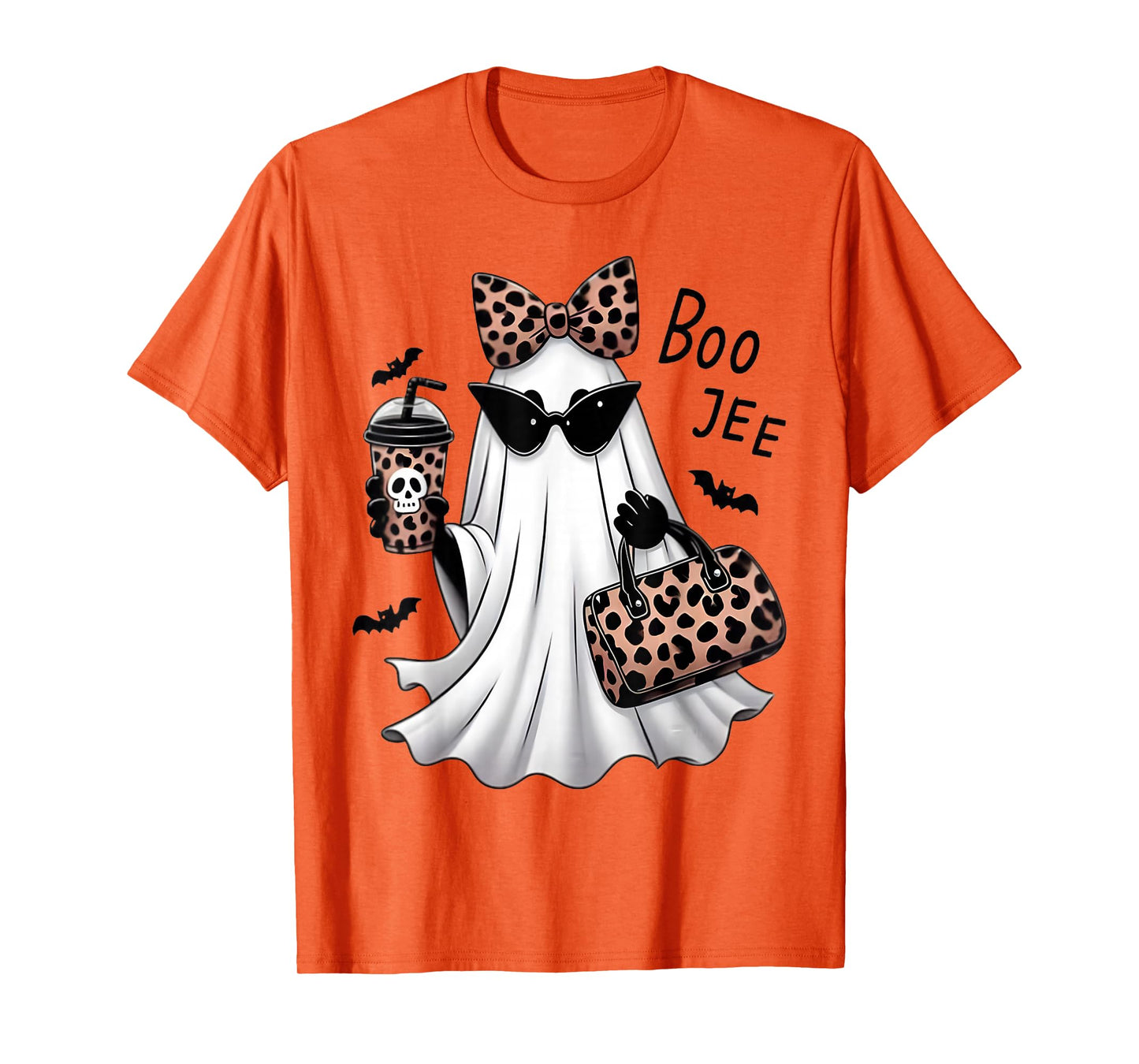 Coquette Leopard Ghost Coffee Boo-JEE Halloween Boujee Ghost T-Shirt