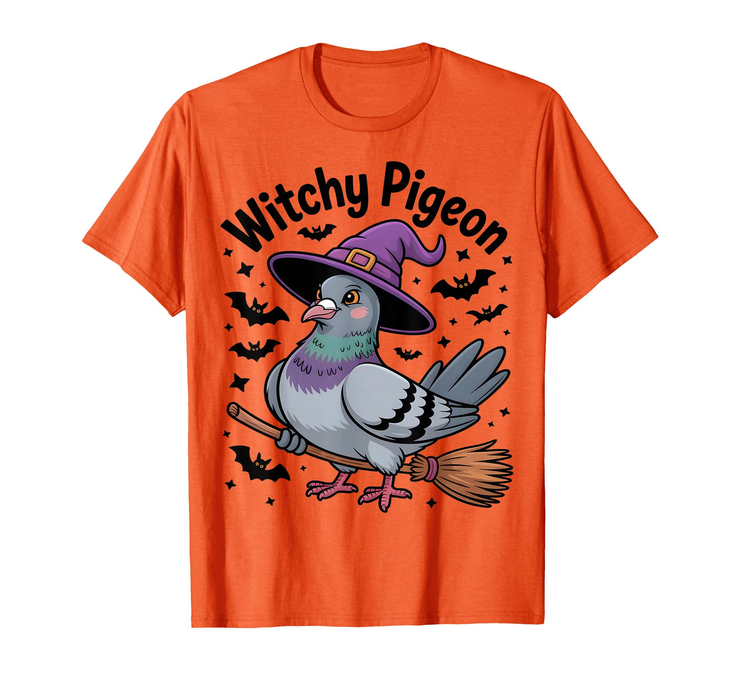 Witchy Pigeon Funny Halloween Bird Lover T-Shirt