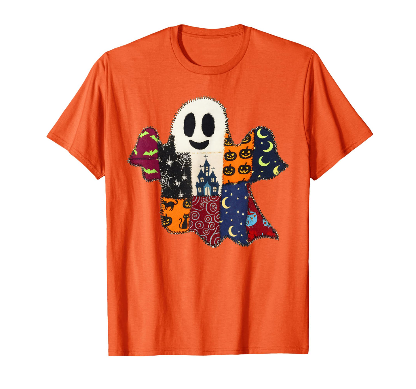Halloween Vibes Spooky Season Pumpkin Patchwork Boo Ghost T-Shirt