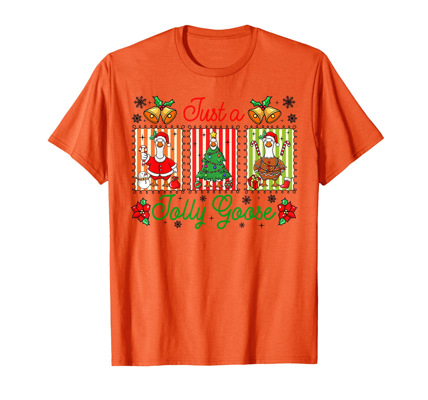 Just A Jolly Goose Preppy Coquette Christmas Goose Costume T-Shirt
