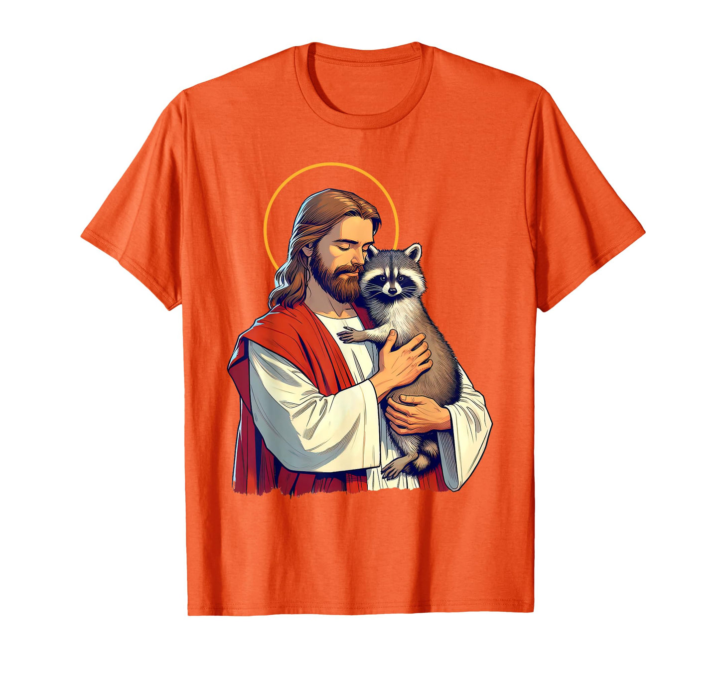 Racoon Lover Trash Eater Christian Jesus Holding A Racoon T-Shirt
