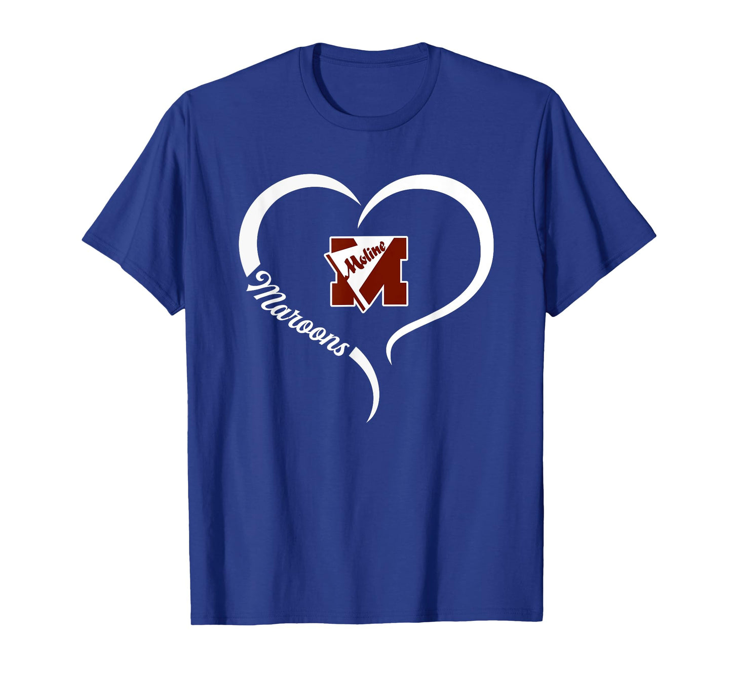 Moline Maroons Logo Half Heart Slogan HS T-Shirt