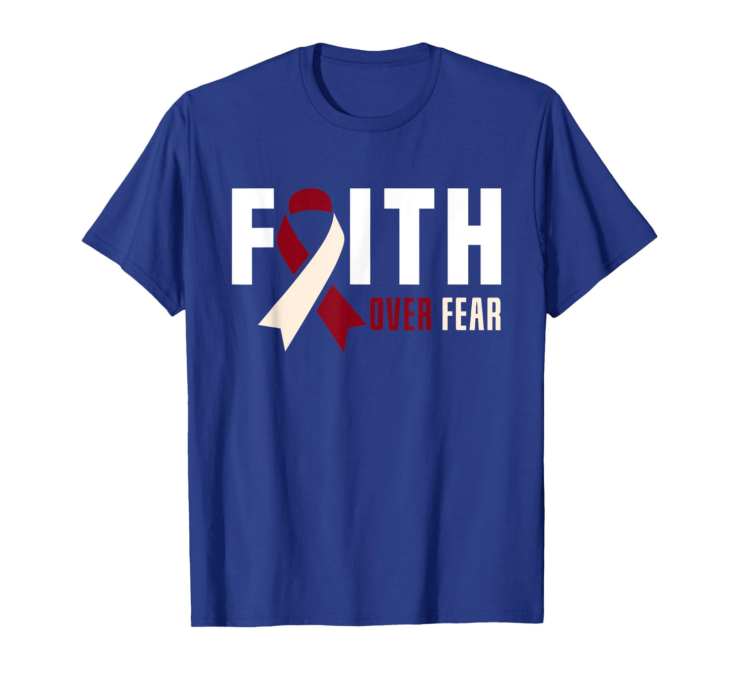 Faith Fear Jesus God Throat Oral Head Neck Cancer Awareness T-Shirt