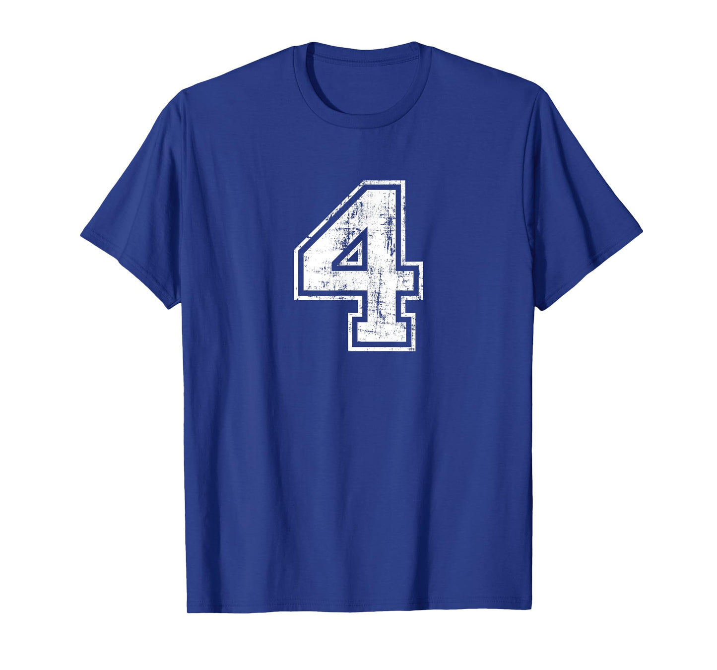 Number 4 Four Varsity Distressed Vintage Sport Training Gym T-Shirt