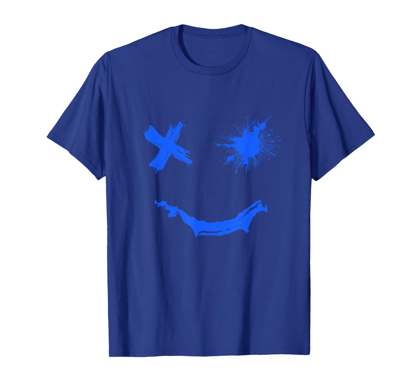 Blue Grunge Smile Royal Blue Graphic T-Shirt