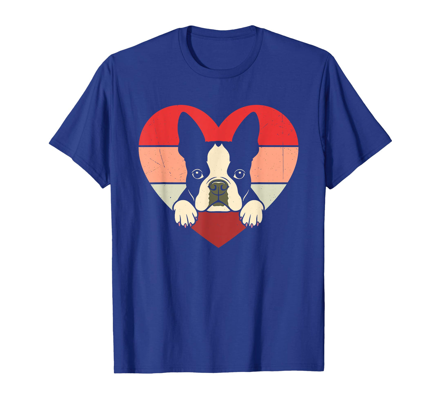 Retro Heart Boston Terrier Dog Vintage Valentine Womens Mens T-Shirt