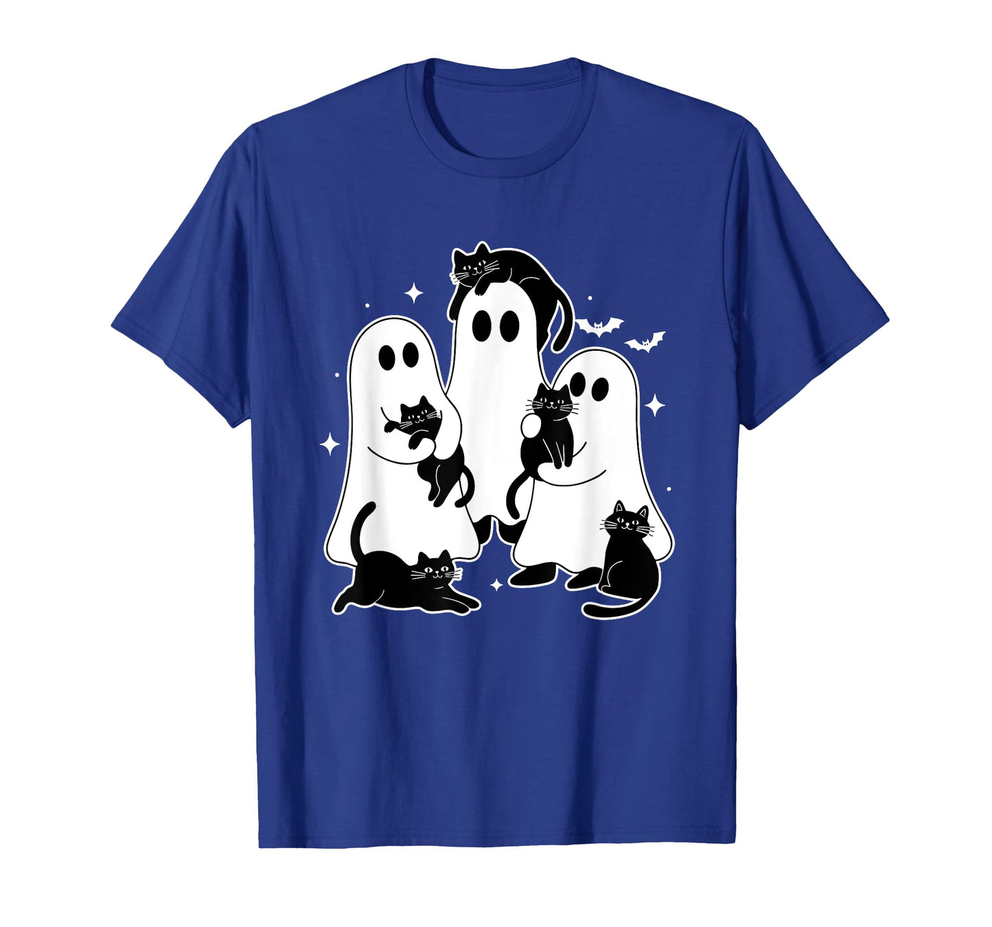 Ghost Holding Black Cat Halloween Black Cat Lover Cat Mom T-Shirt