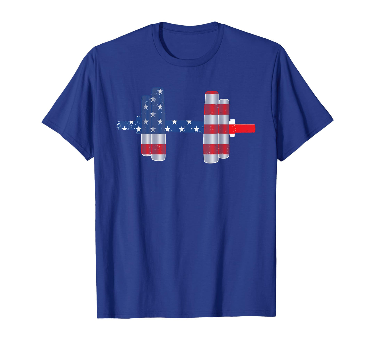 4th Of July Weightlifting Dumbbell Vintage American Flag T-Shirt