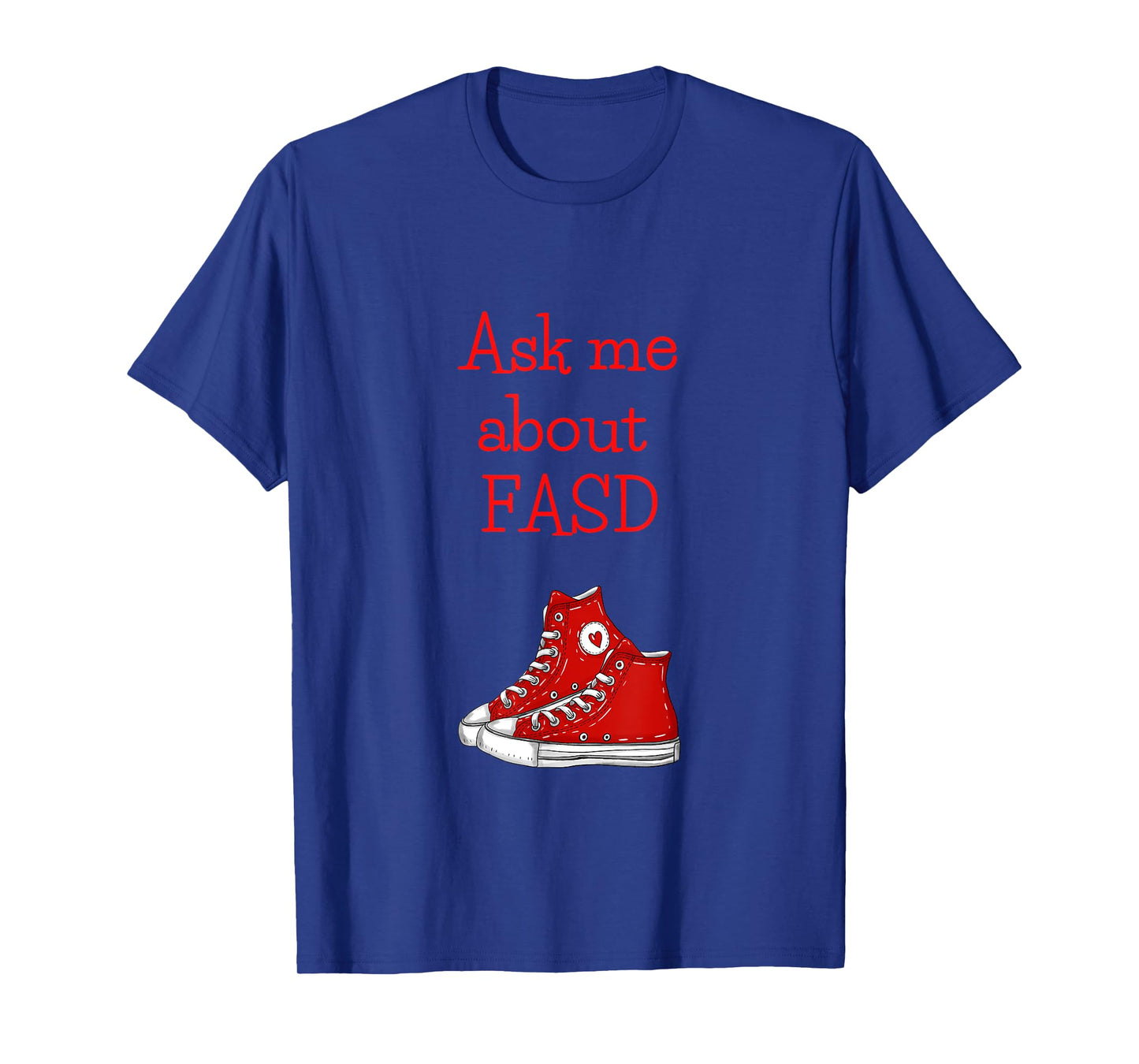 CLM Designs 'Ask Me About FASD' Women's Black Modern Letter Print T-Shirt