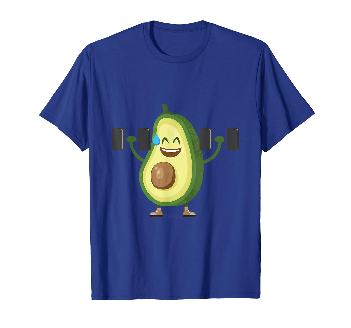 Happy Avocado Lifting Weights Workout, Funny Cartoon T-Shirt