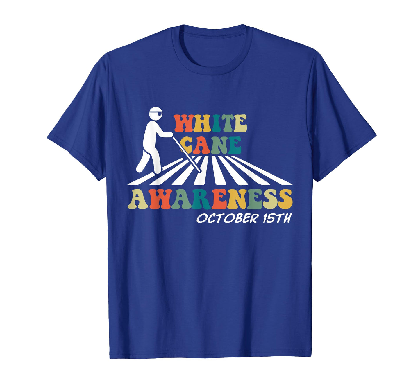 White Cane Awareness October 15th Retro Vintage T-Shirt