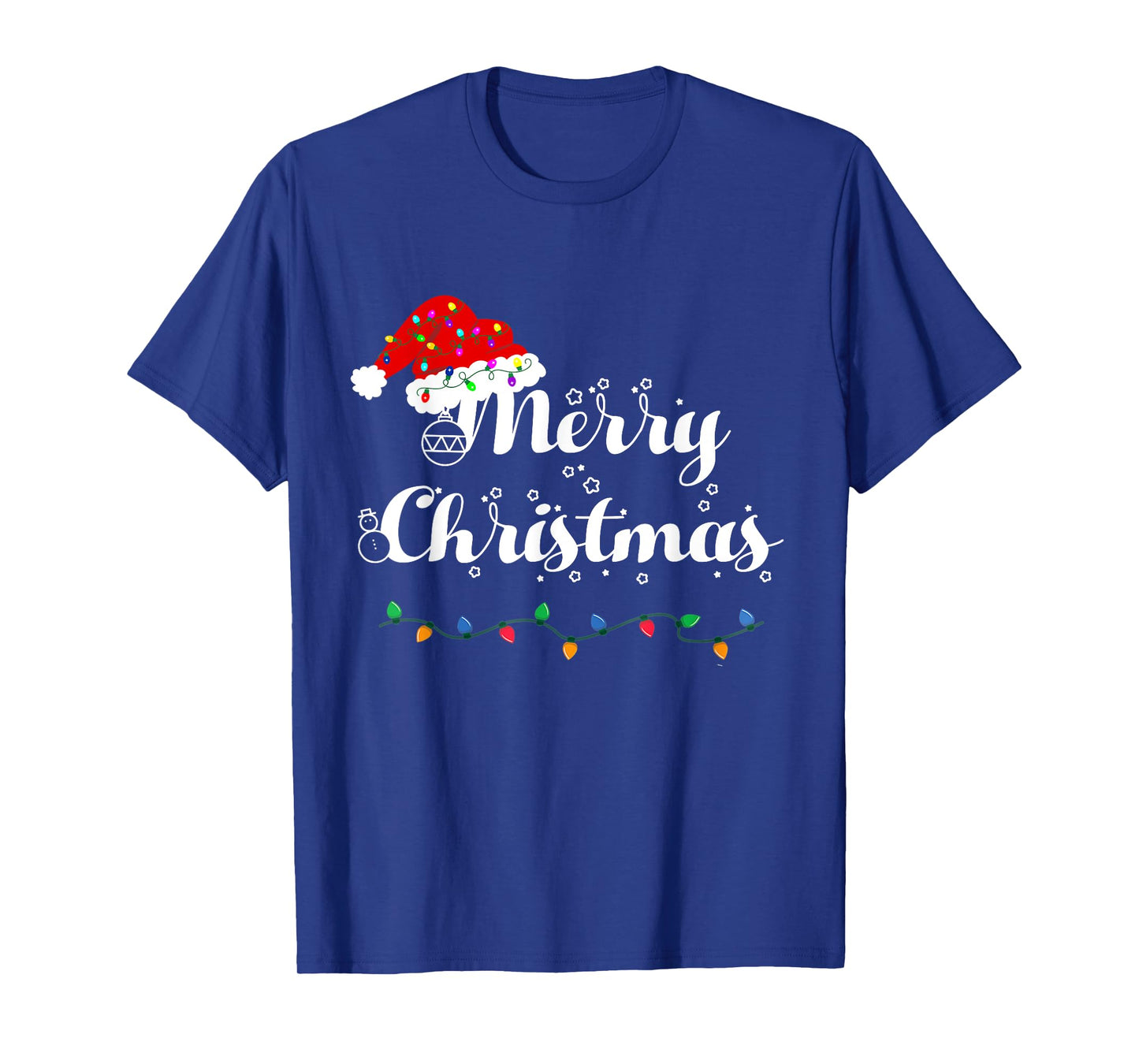 Merry Christmas Lights Red Santa Hat Xmas Family T-Shirt
