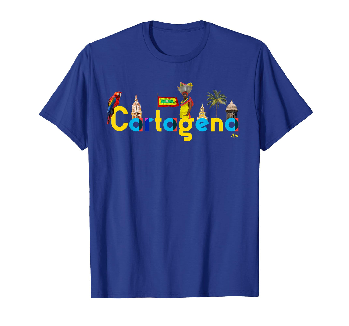 AJ.co Hecho en Cartagena Colombia T-Shirt - Men's Unisex-Adults Black Small Classic Fit Short Sleeve T-Shirt