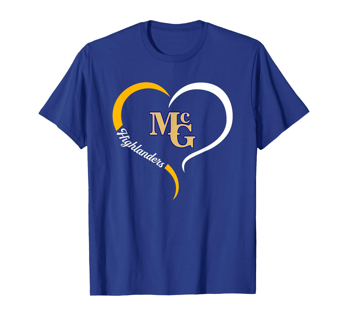 Mcguffey Highlanders Logo Half Heart Slogan HS T-Shirt
