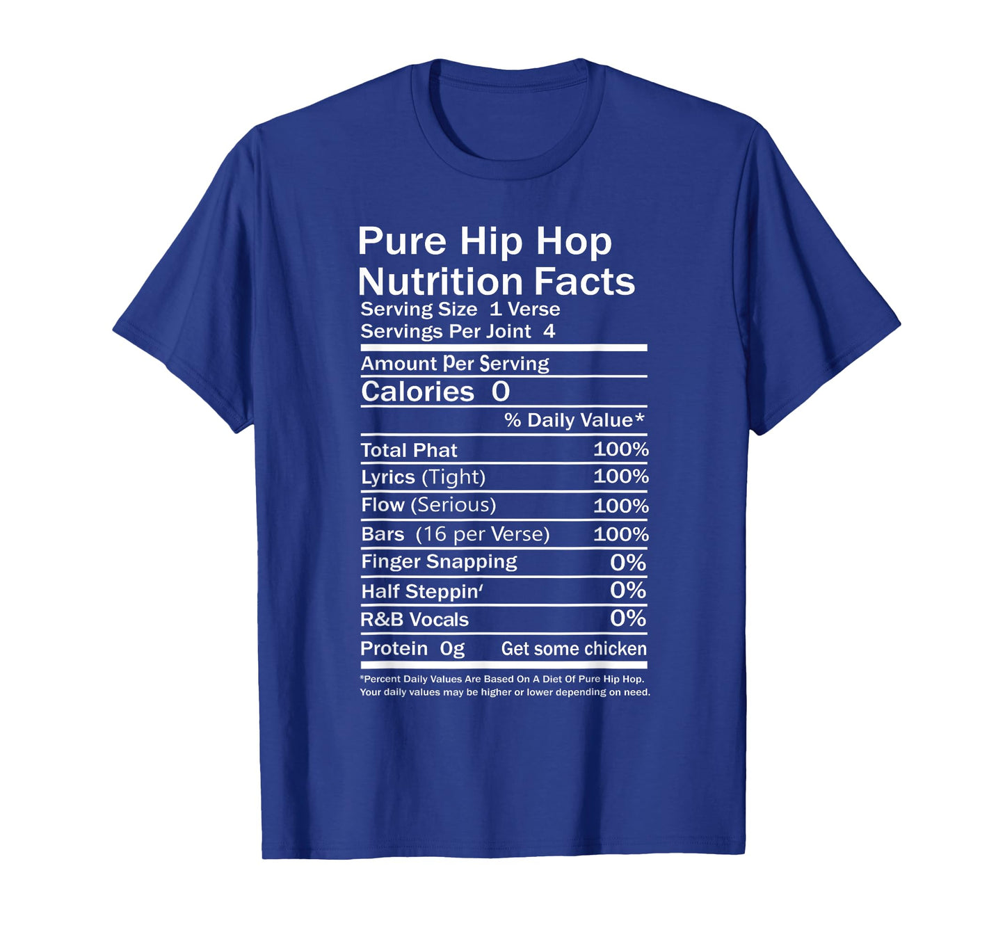Hip Hop Nutrition Facts Concert Rap Music Joke Party Casual T-Shirt
