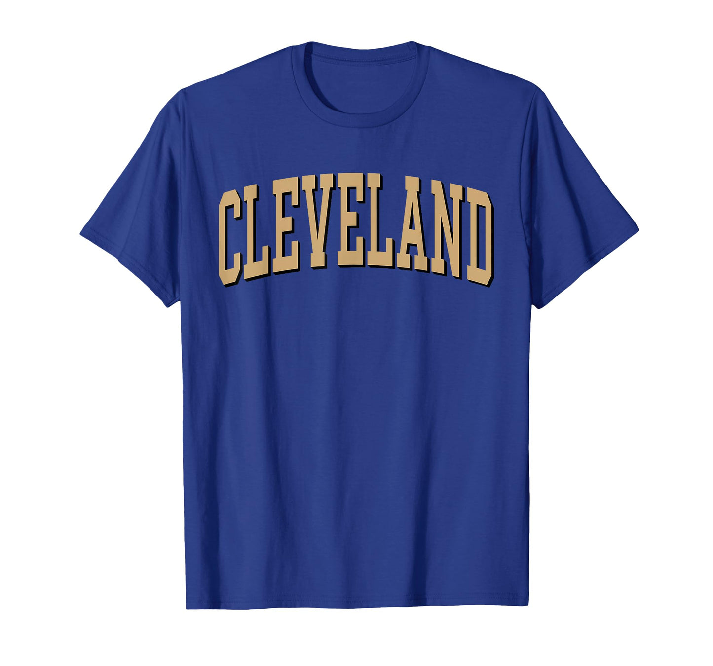 Cleveland Apparel . Co - Vintage Varsity Arched Text Cleveland T-Shirt - Unisex-Adult, Short Sleeve, T-Shirt, Red, Small