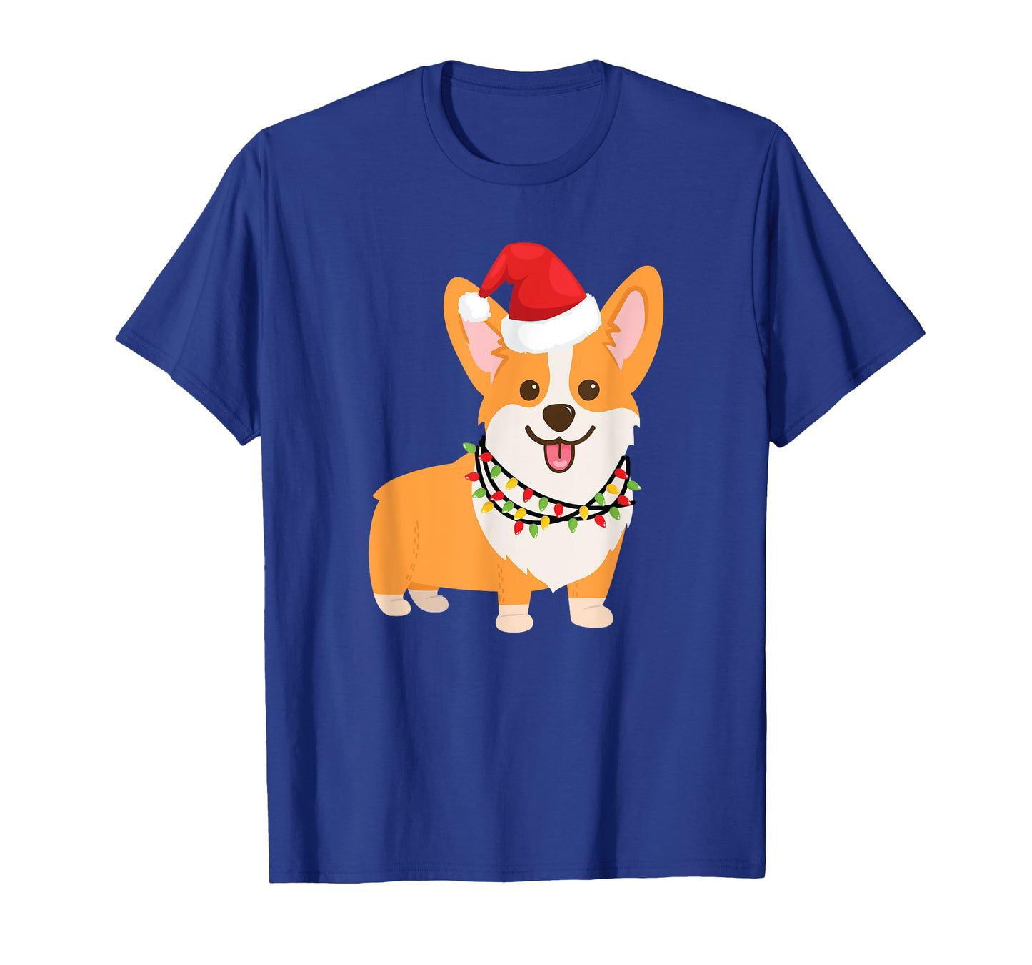 Christmas Corgi Dog, Cartoon Style, Fawn, Red T-Shirt