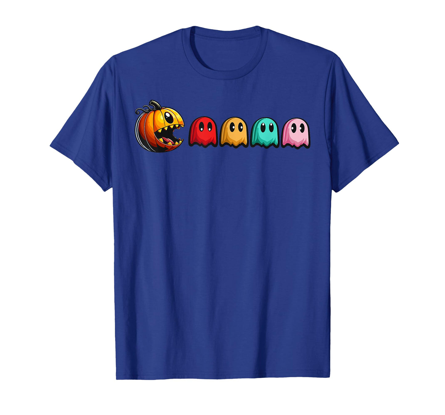 Halloween Pumpkin vs. Ghosts Retro Video Game T-Shirt