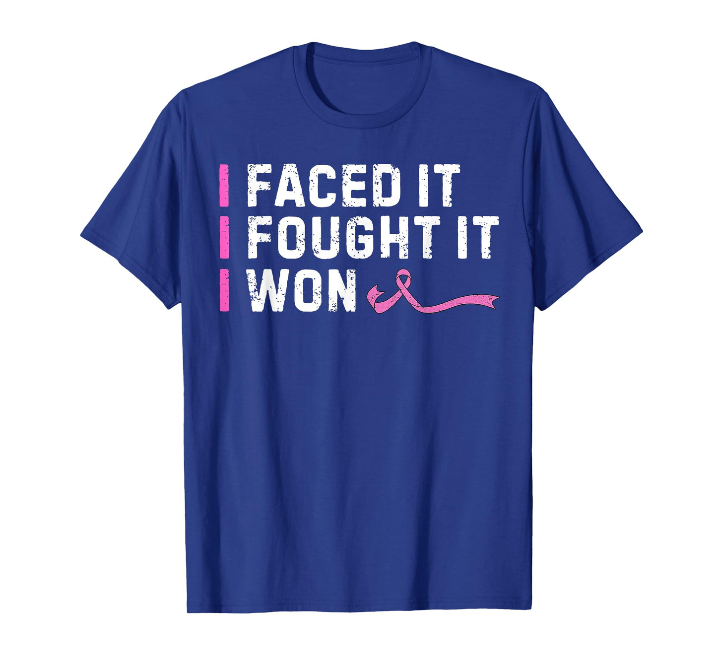 I Faced it I Fought it I Won Vintage Breast Cancer Awareness T-Shirt