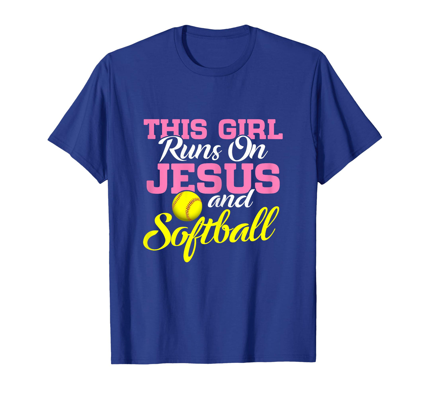 This Girl Runs On Jesus and Softball Women Christian T-Shirt