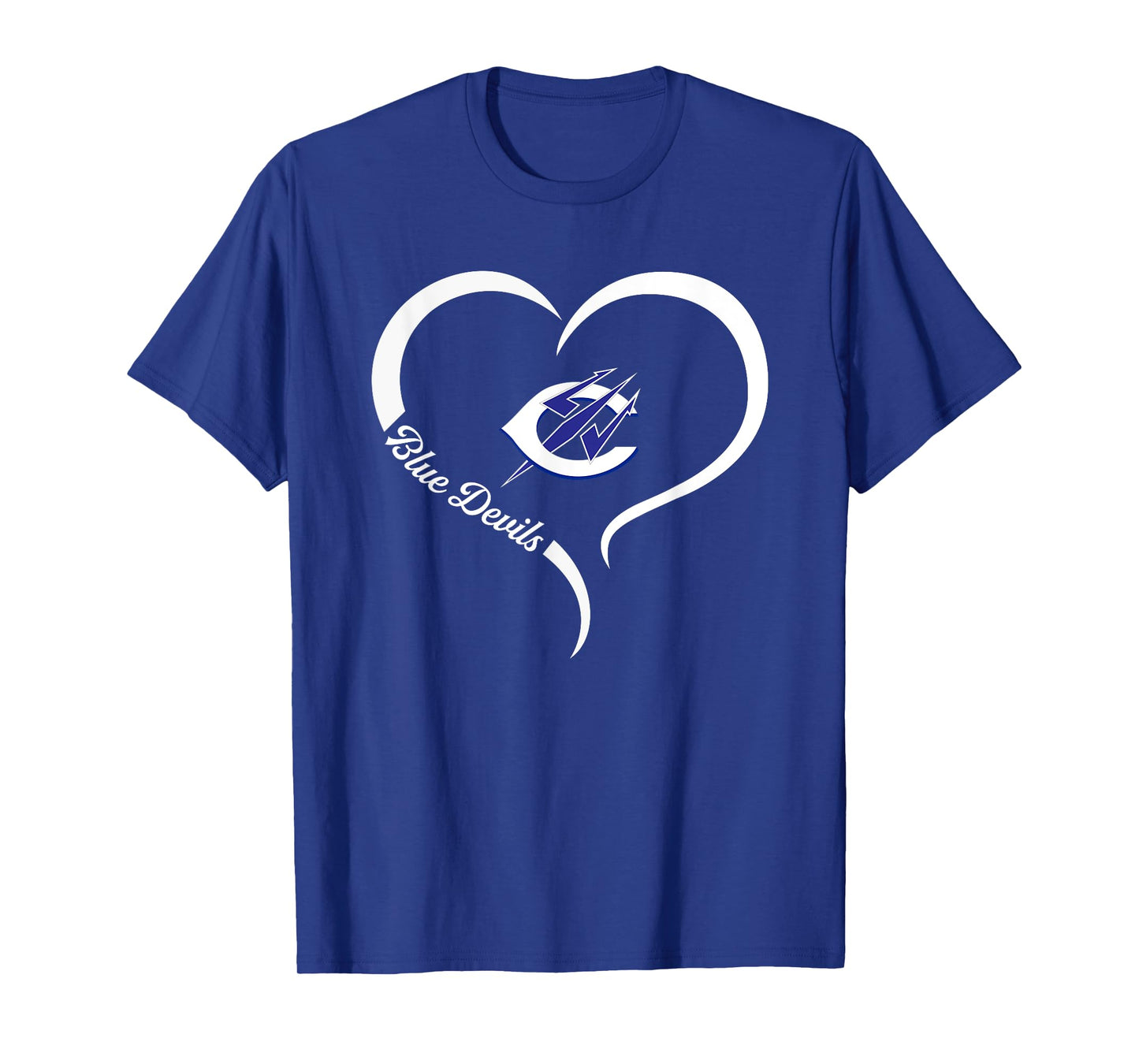 Clay Blue Devils Logo Half Heart Slogan HS T-Shirt