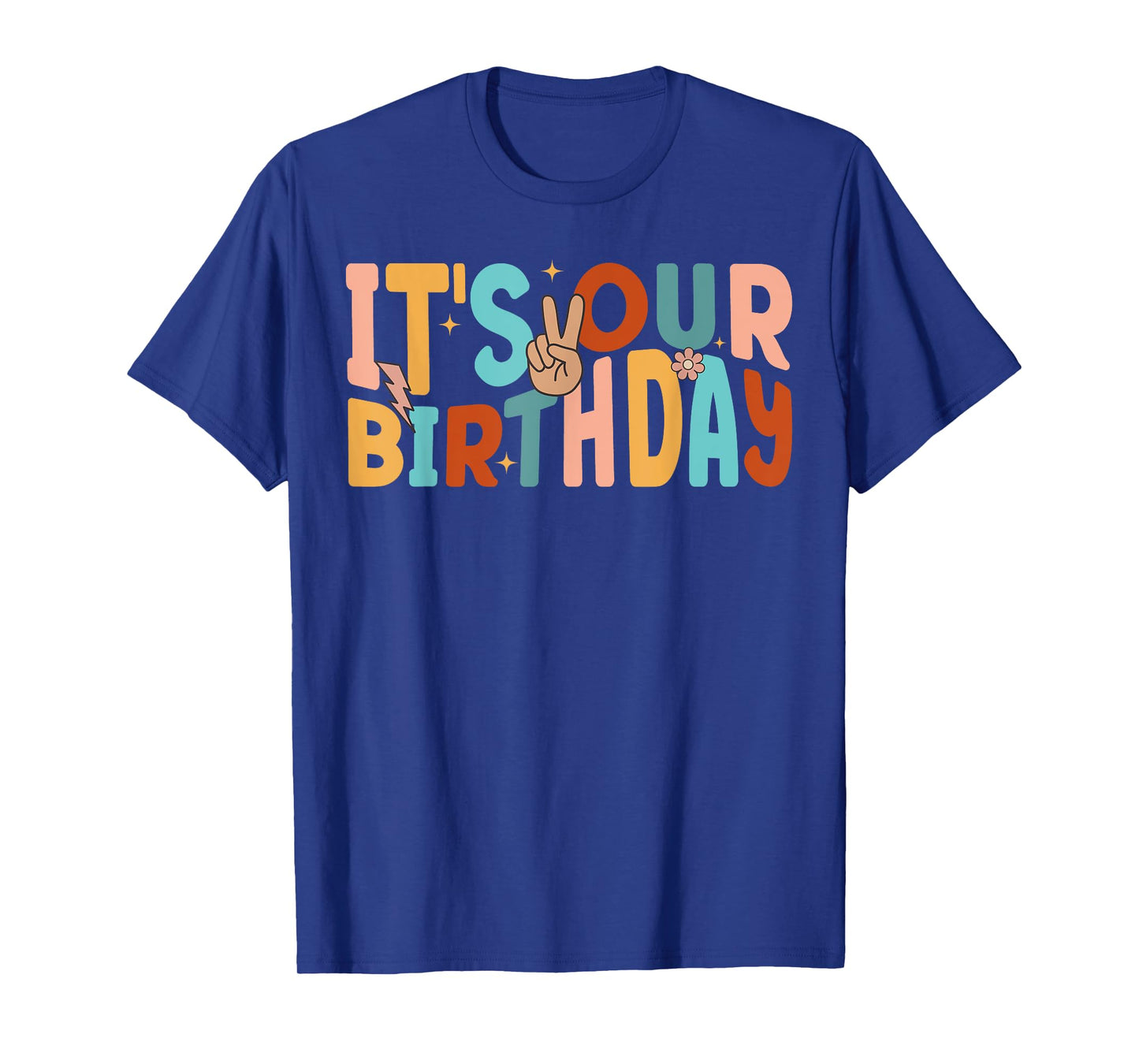It's Our Birthday Twins Matching Girl's Women's Groovy Retro T-Shirt