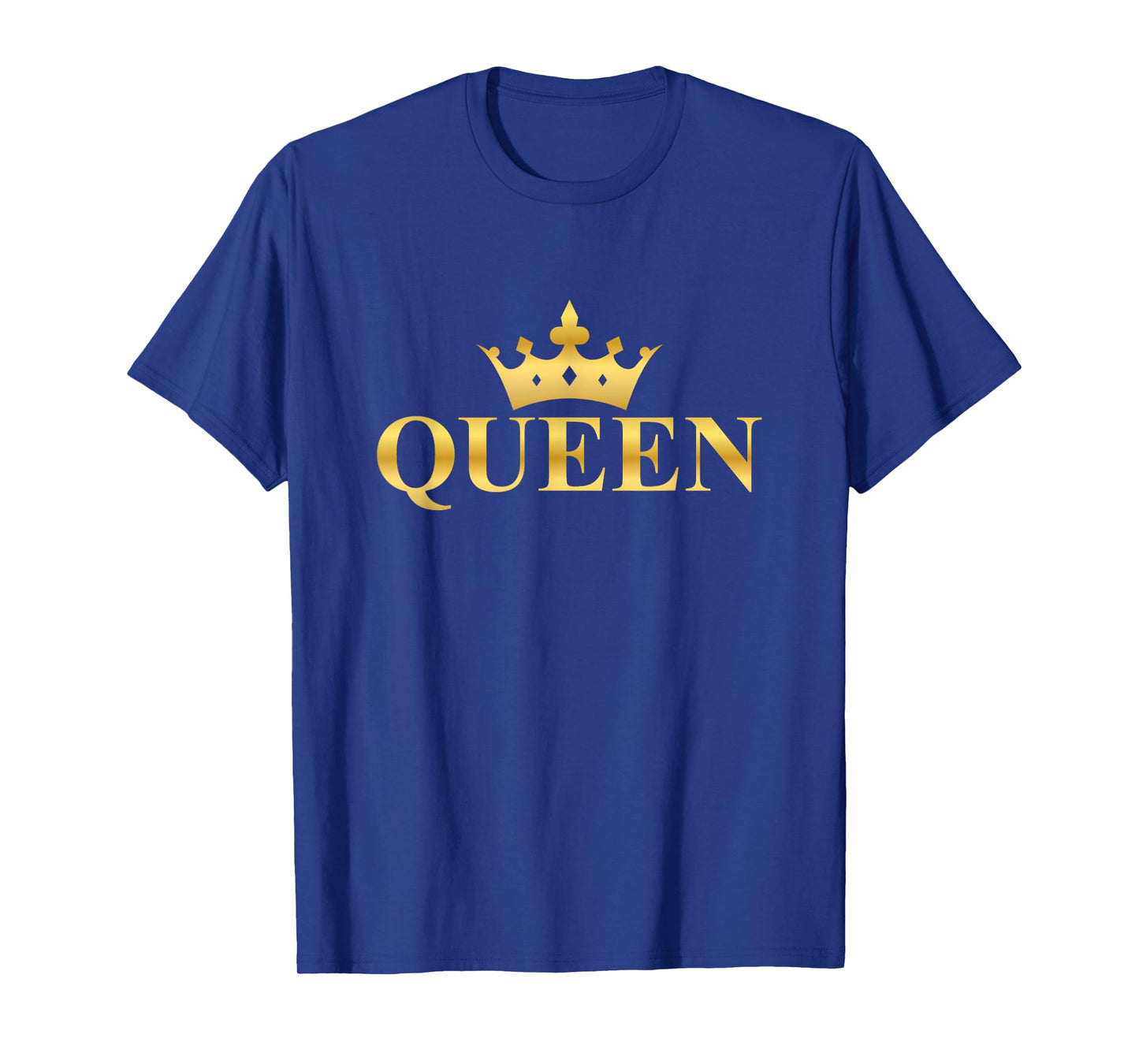 Gold Queen Text Design with Crown T-Shirt