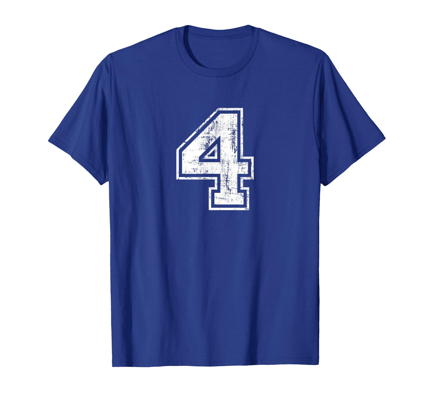 Sport Training Practice Varsity Distressed Numbers Number 4 Four Unisex-Adults Black Cotton 100% T-Shirt Small Crew Neck Short Sleeve